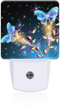 Magical Butterflies with Flowers Night Light Plug into Wall, Glitter Sparkle Butterfly Dusk to Dawn Night Light Plug in,0.5w Energy…