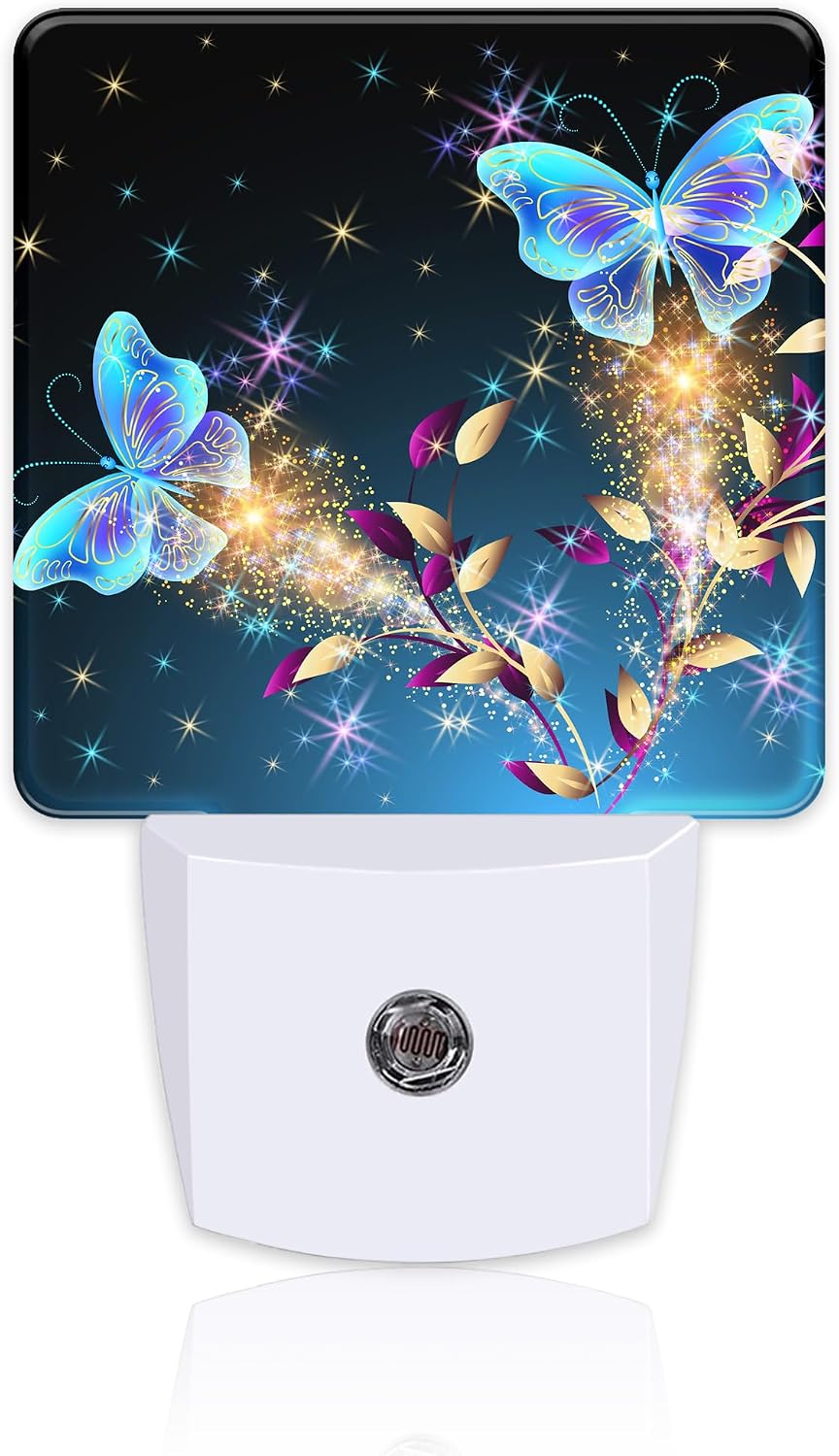 Magical Butterflies with Flowers Night Light Plug into Wall, Glitter Sparkle Butterfly Dusk to Dawn Night Light Plug in,0.5w Energy…