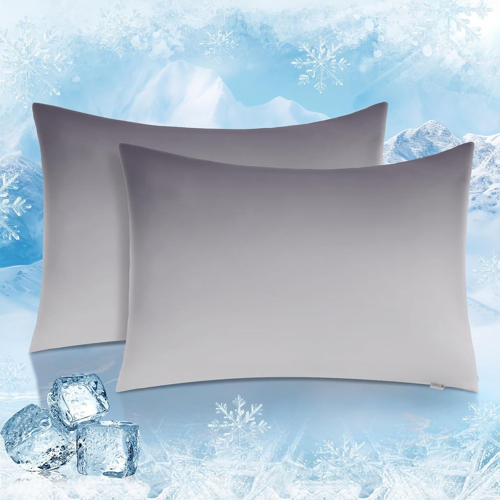 Luxear Cooling Pillow Cases, 2 Pack King Size Arc-Chill Q-max > 0.5 Gradient Cool Pillowcases for Hair Skin, Breathable Silky Cooling Summer…
