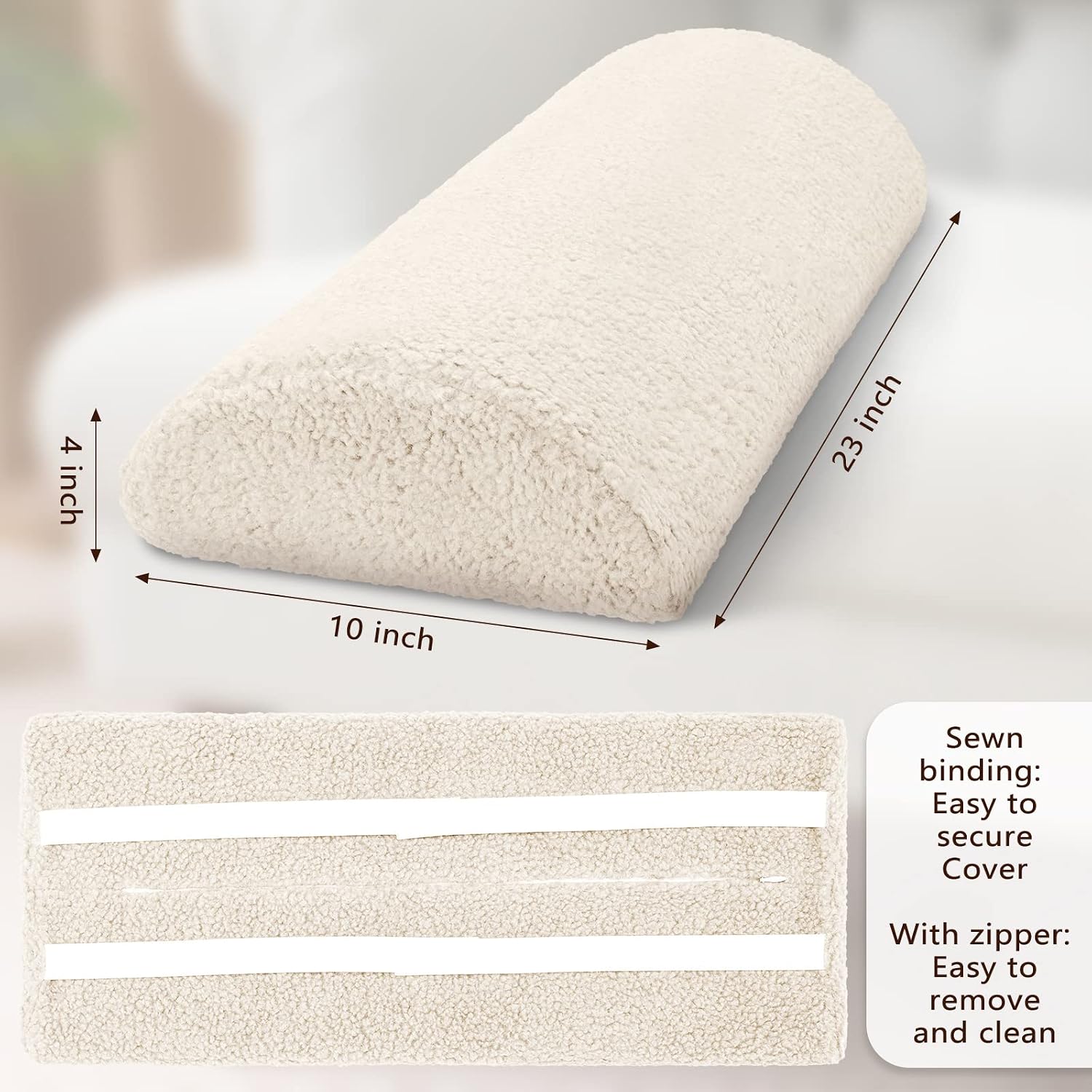 Wesiti Recliner Foot Pillow Cushion High Resilience Sherpa Memory Foam Bolster Sleeping Rest Multipurpose Half Roll Leg Pillow Suitable…