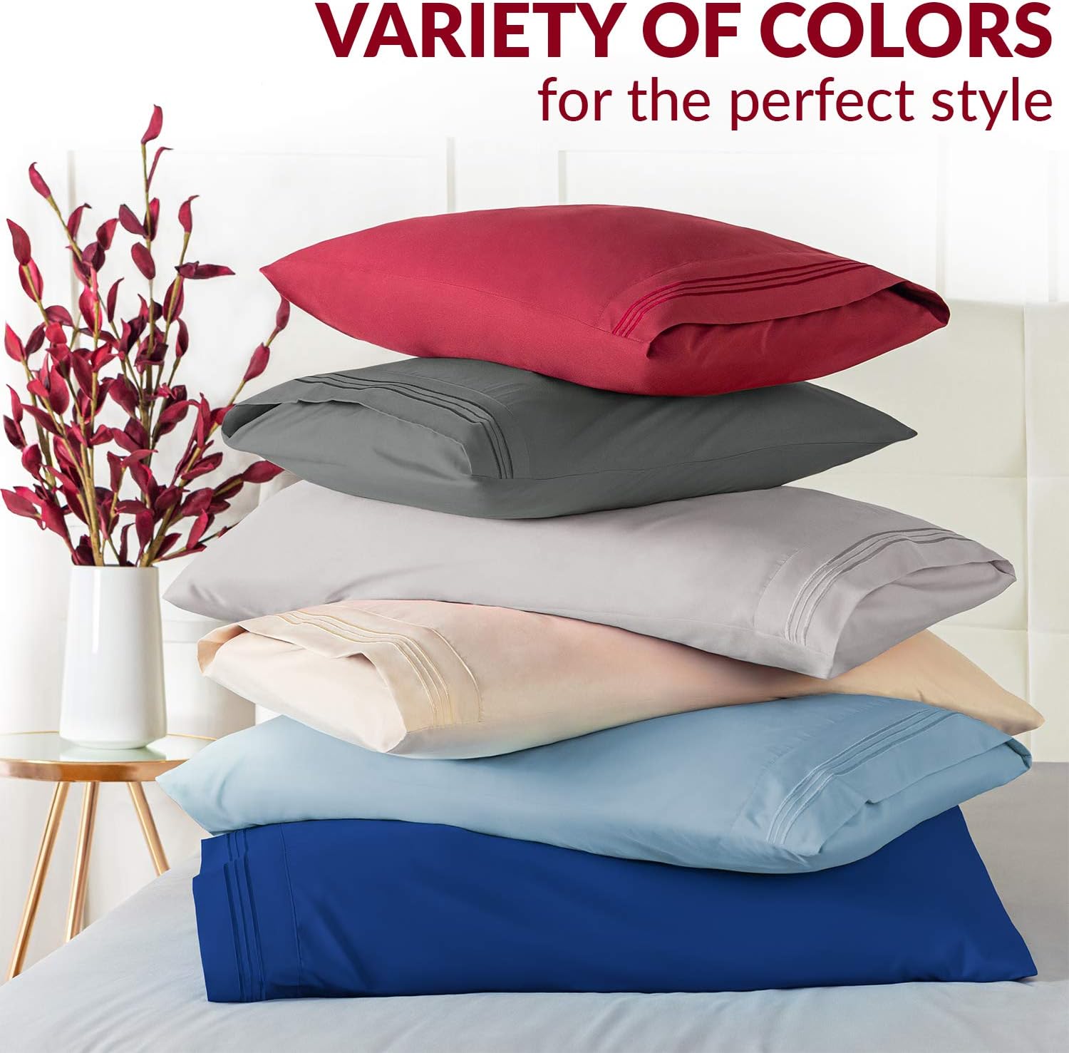 Mellanni Pillow Cases Set - 4 PC Iconic Collection Pillowcases - Luxury, Extra Soft, Cooling Pillow Covers - Wrinkle, Fade, Stain Resistant…