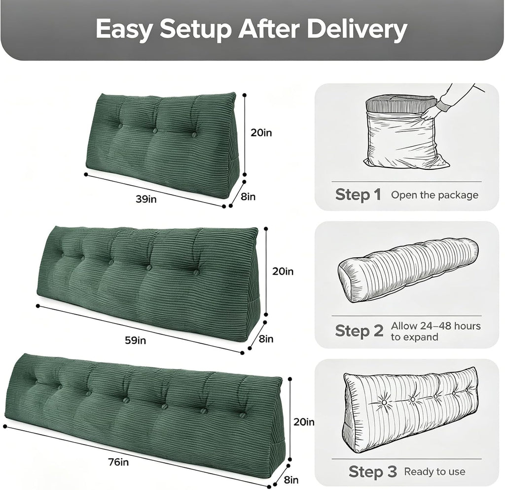 Royal Choice Headboard Pillow for Sitting Up in Bed, Twin Size Backrest Triangle Reading Pillow for Daybed, Supportive Bed Back Pillow for…