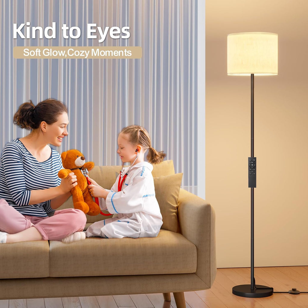 Keepsmile Dimmable Floor Lamps for LivingRoom with 12W LED Bulb, Foot Switch, Remote Custom Color Temperature Floor Light, Linen Shade…