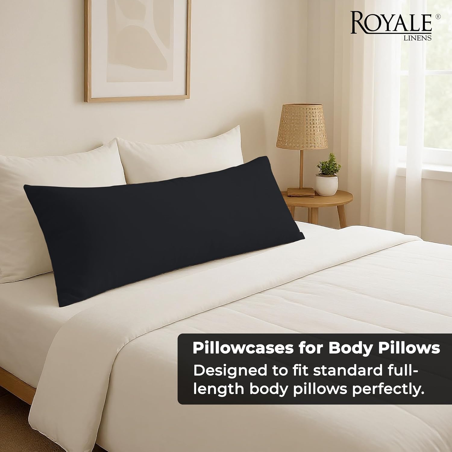 Royalelinens ROYALE LINENS Body Pillow Cover - Double Brushed 1800 Microfiber - 20"x54" with Hidden Zipper Closure - Wrinkle & Fade Resista…