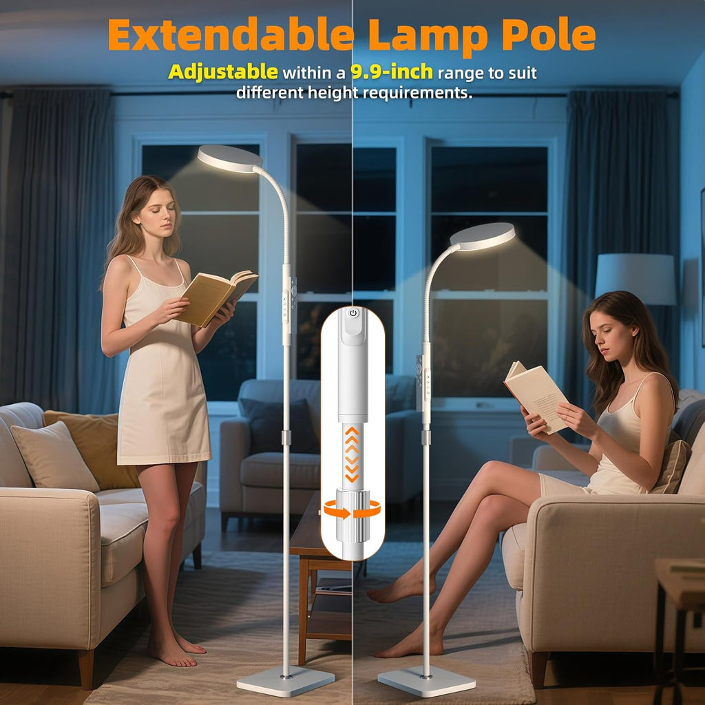 Pacovy Floor Lamp, Adjustable Height Floor Lamps for Living Room Bedroom, 252 LED Super Bright Standing Lamp Remote Control, Dimmable Goose…