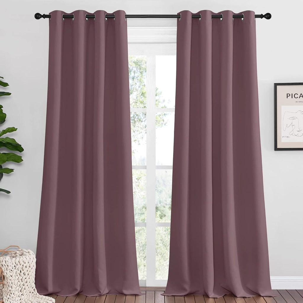 Nicetown Dry Rose Blackout Curtains 108" Long for Office, Dining Room, 55" Wide, 2 Pieces, Guest Room, Sound Reducing Heat and Cold Block C…