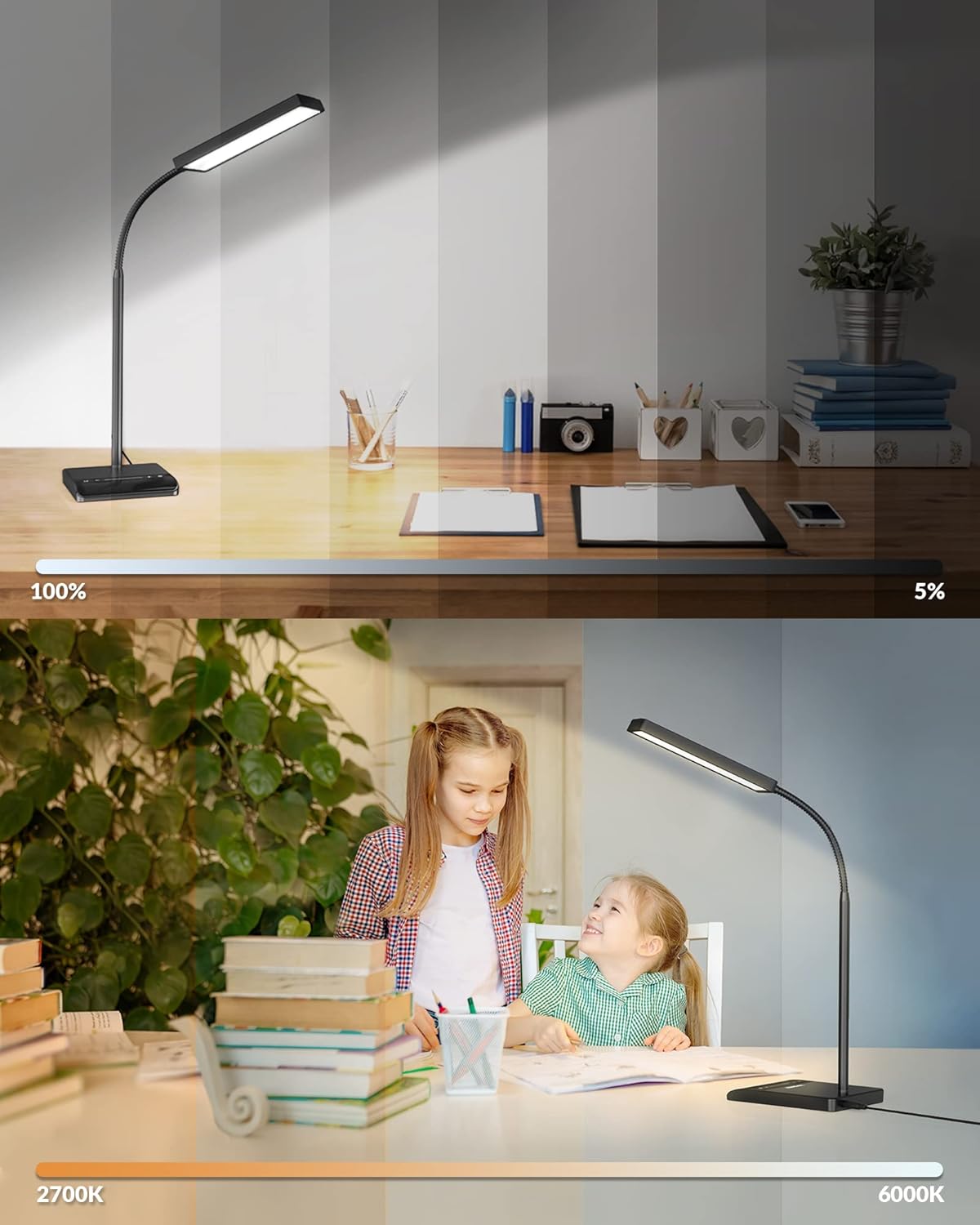 LEPOWER Desk Lamp, 800LM LED for Home Office, 12W Reading for Desk, Eye-Caring Light, Touch Table Gooseneck Lamp, 50 Lighting Modes…