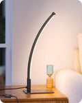 EDISHINE Curved LED Table Lamp, Modern Bedside Lamp with 3 Color Temperature & Stepless Dimming, Aluminum & Iron, Nightstand Lamp for…