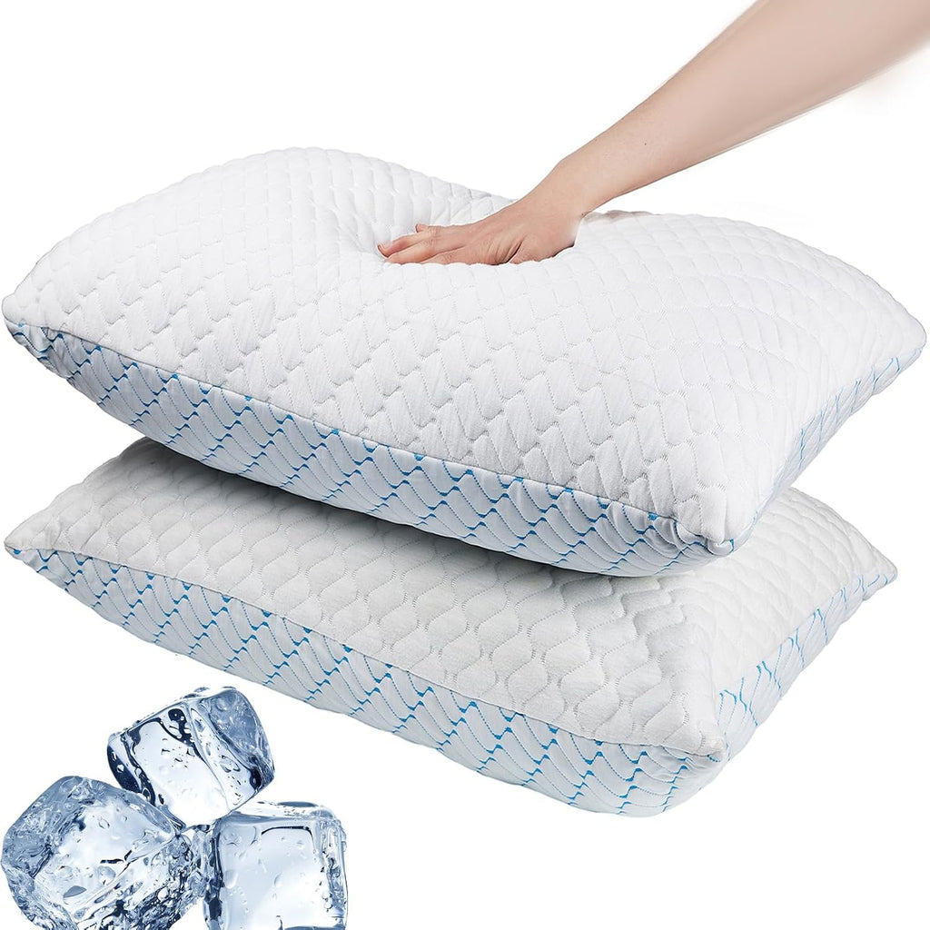 Vainoc Memory Foam Pillows King Size Set of 2, Adjustable Cooling Firm Pillow for Side Back Stomach Sleepers with Washable Removable Cover W…