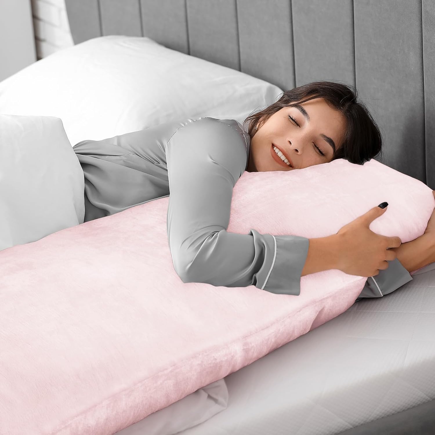 Bedelite Body Pillow Cover with Zipper Closure, Super Soft and Cozy Fuzzy Fleece Pillowcase 20 x 54 Inches, Luxury Fluffy Plush Long Body P…