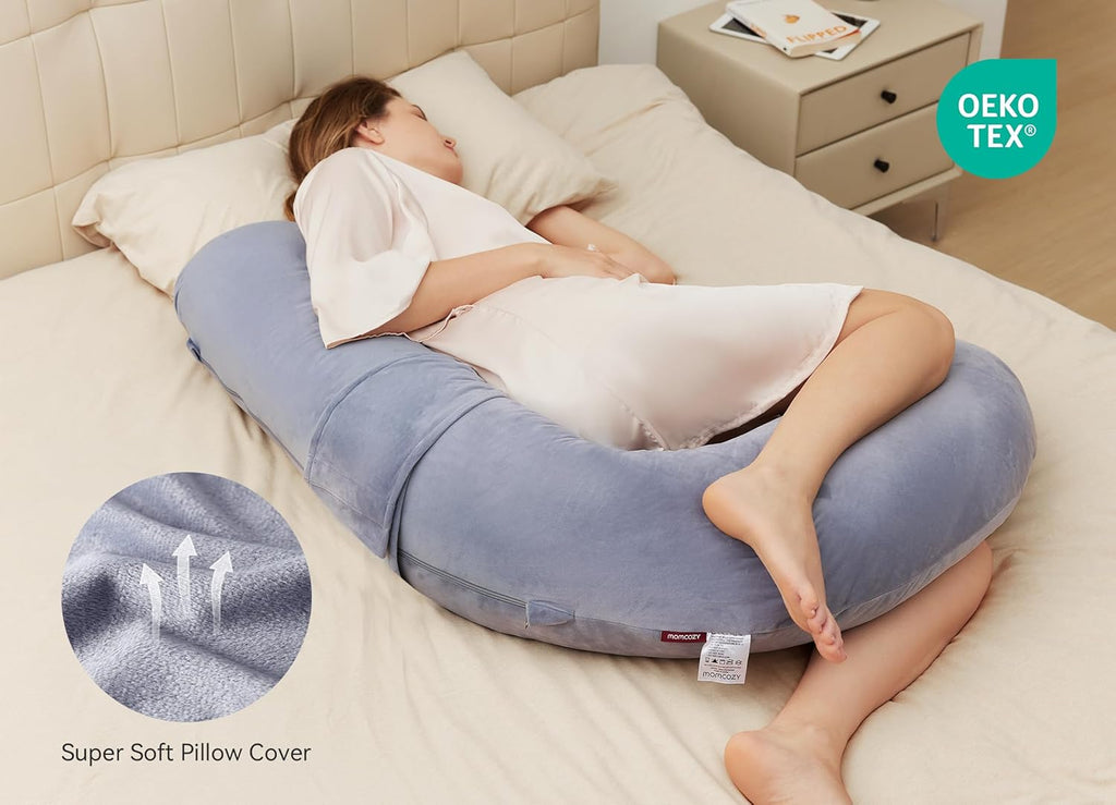 Momcozy Pregnancy Pillow, Original F Shaped Maternity Pillow for Pregnant Women with Adjustable Wedge Pillow, Full Body Support Pregnancy P…