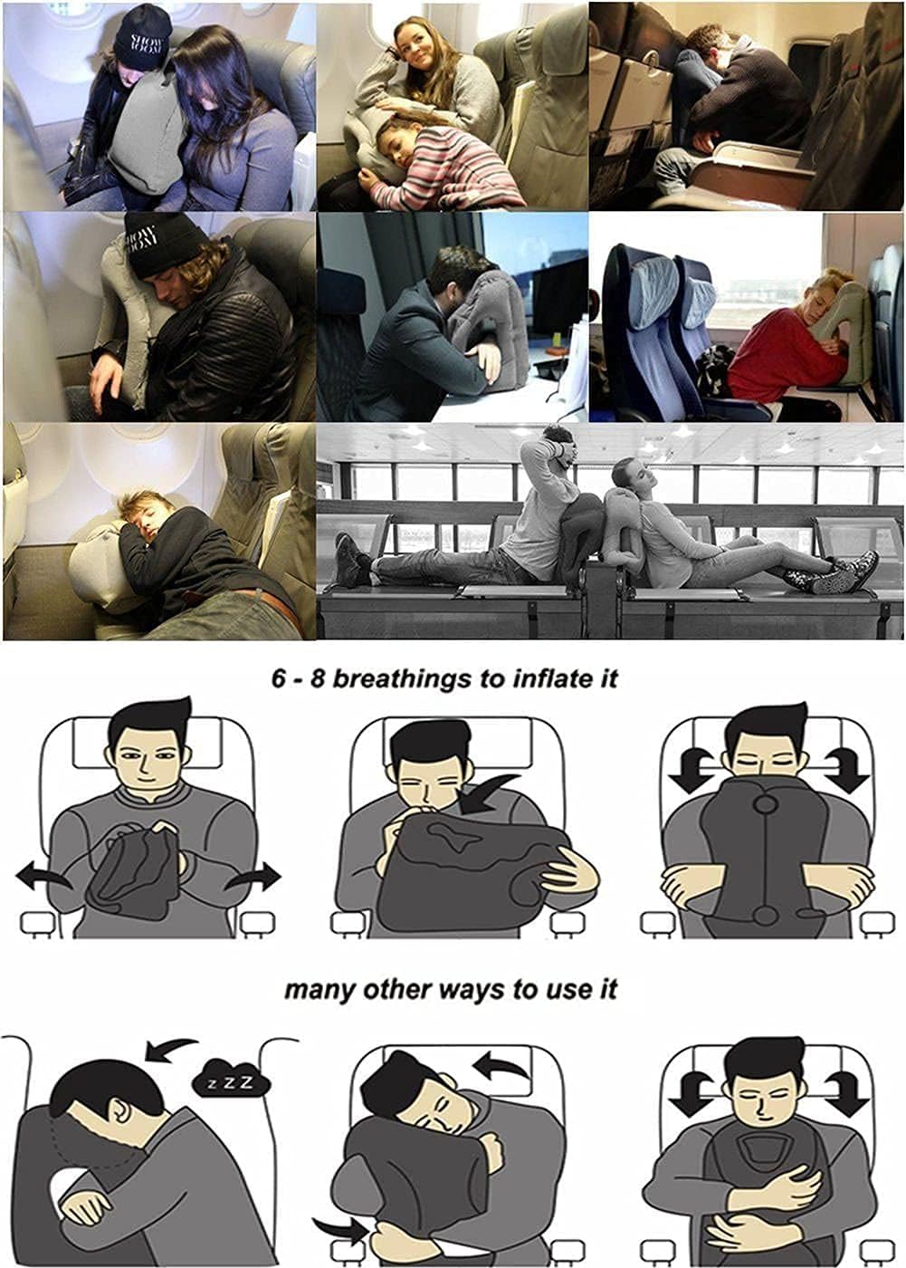 Inflatable Travel Pillows for Airplane, Blow Up Neck Pillow for Sleeping, Airplane Travel Essentials for Long Flight Support Head, Neck…