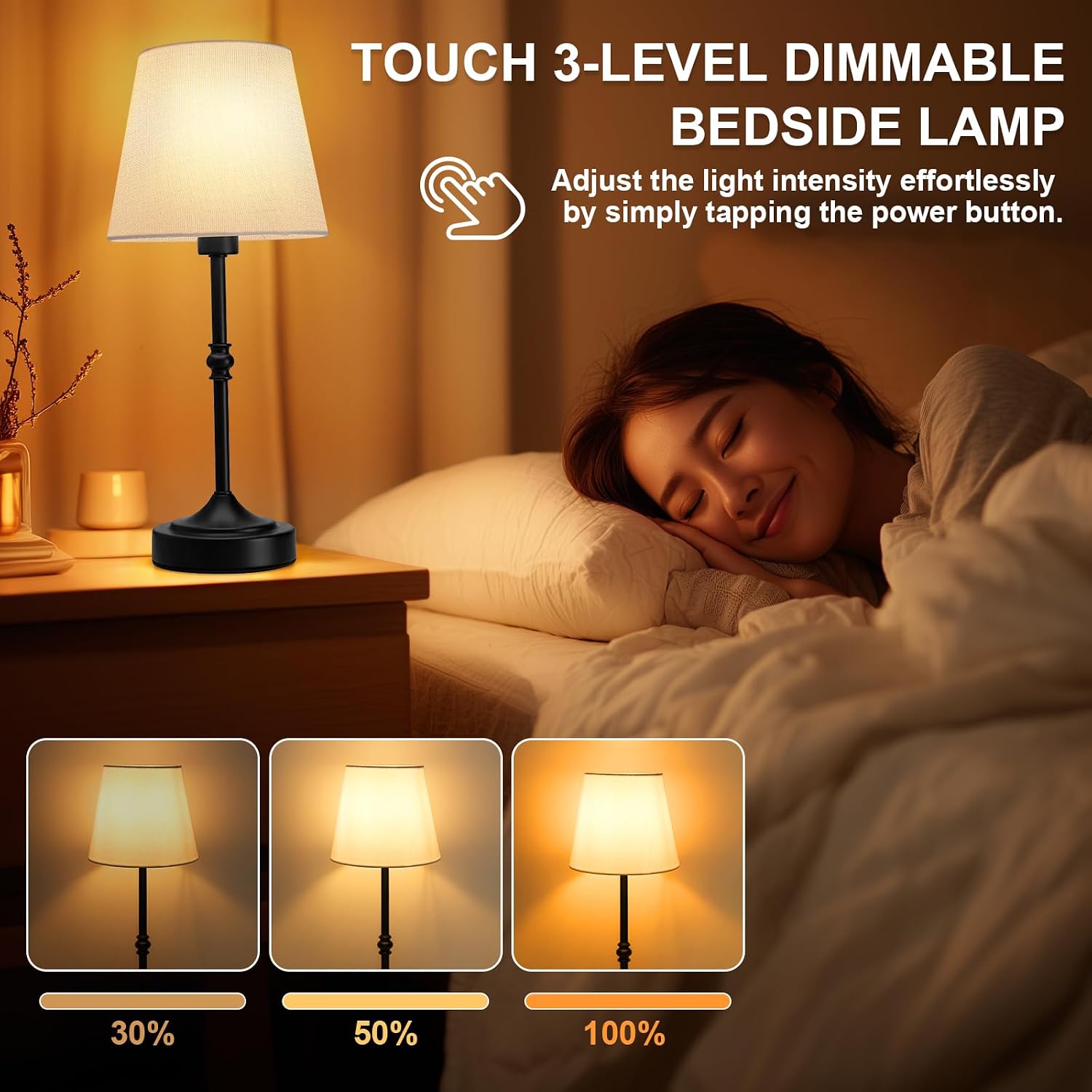 Swinerton Cordless Lamp Rechargeable LED Table Lamp, 5000mAh Battery Operated, 3 Level Brightness, Portable Night Bedside Lamp, Ambient…