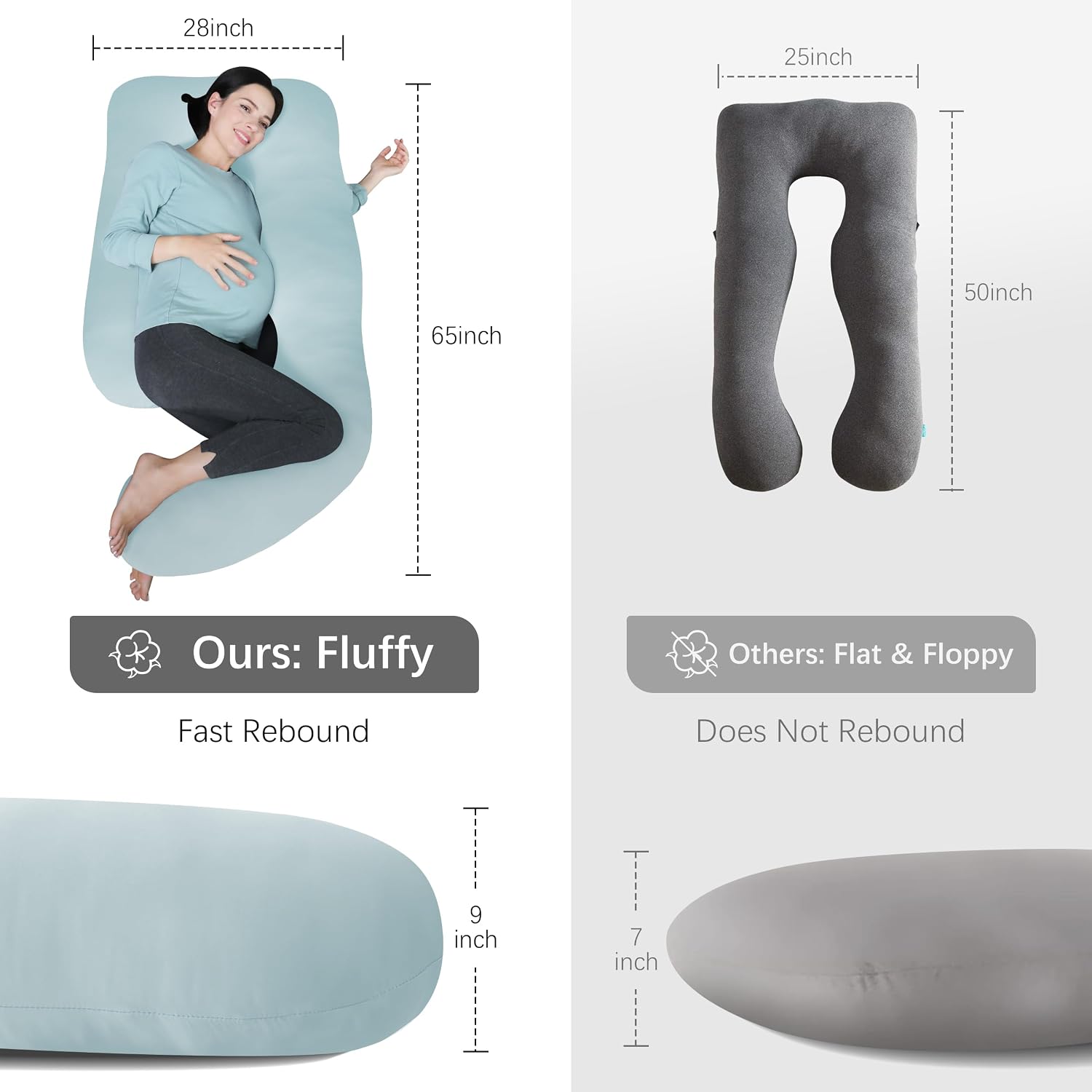 Moonpark MOON PARK Pregnancy Pillows for Sleeping - U Shaped Full Body Maternity Pillow with Removable Cover - Support for Back, Legs, Bell…