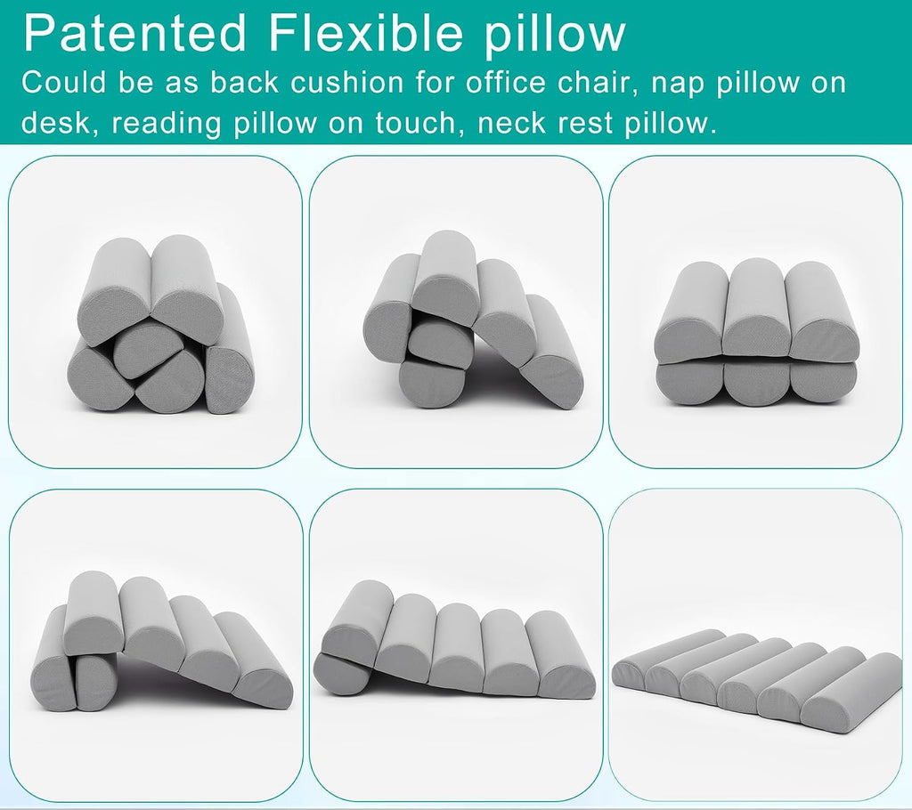 Givanlee Ergonomic Lumbar Support Pillow for High Back Office Chair - Adjustable 6 Semicircular Back Cushion with Breathable Mesh Cover, Spi…