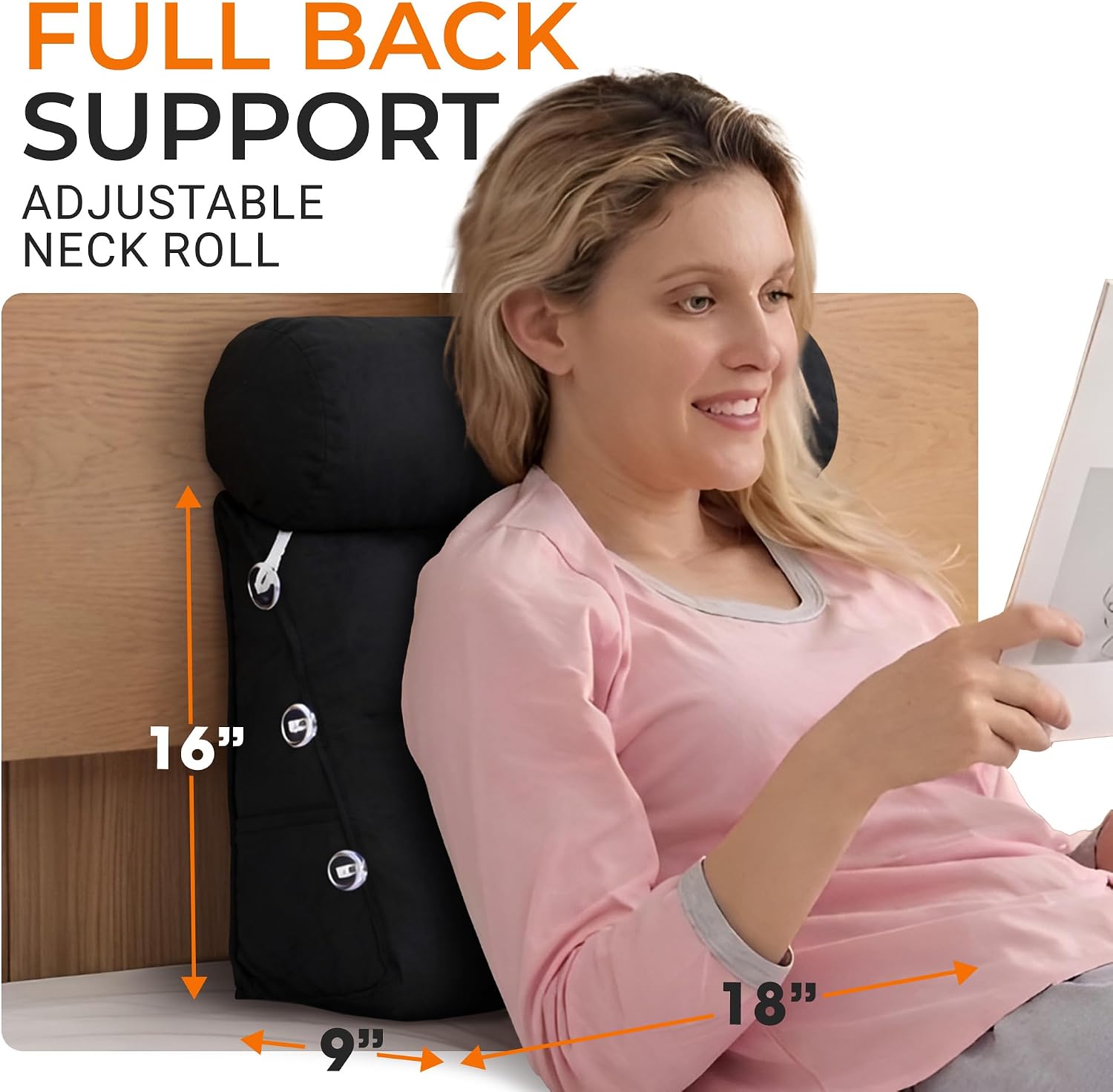 Cheer Collection Reading Wedge Pillow - Adjustable Wedge Reading Pillow with Neck Support, Hollow Fiber-Filled Backrest Pillow for…