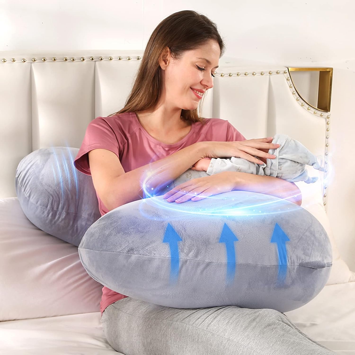 BATTOP Pregnancy Pillows for Sleeping, Pregnancy Must Haves Maternity Body Pillow with Cooling Washable Cover, New Mom Gifts for…