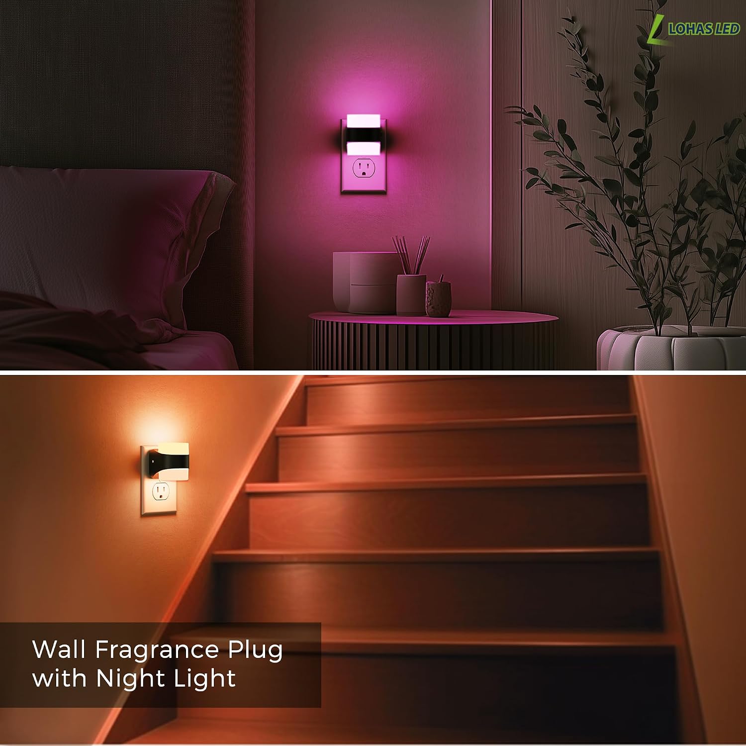 L LOHAS LED Colored Night Lights Plug into Wall, 3 Brightness Level, 1W Low Power Nightlight with Auto On/Off Sensor, Ideal for Living…