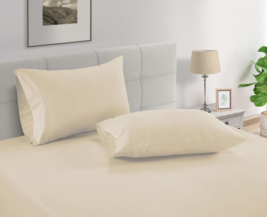 LaneLinen LANE LINEN Queen Ivory Pillow Cases Set of 2 100% Egyptian Cotton Sateen Perfect for Home Hotels & Hospital Use Standard Size Cot…