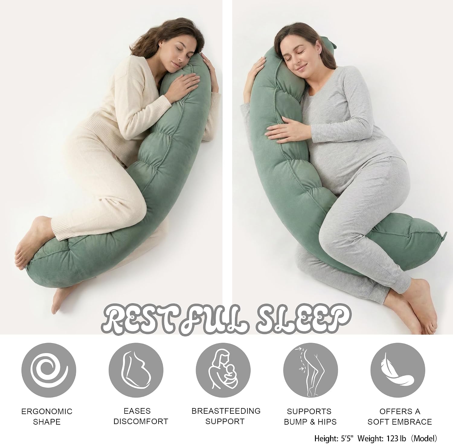 Peallow(Pat. Pend) – Long Round Body Pillow for Adults, Bolster Pillow for Sleeping, Soft and Supportive Pillow for Sleeping & Lumbar…