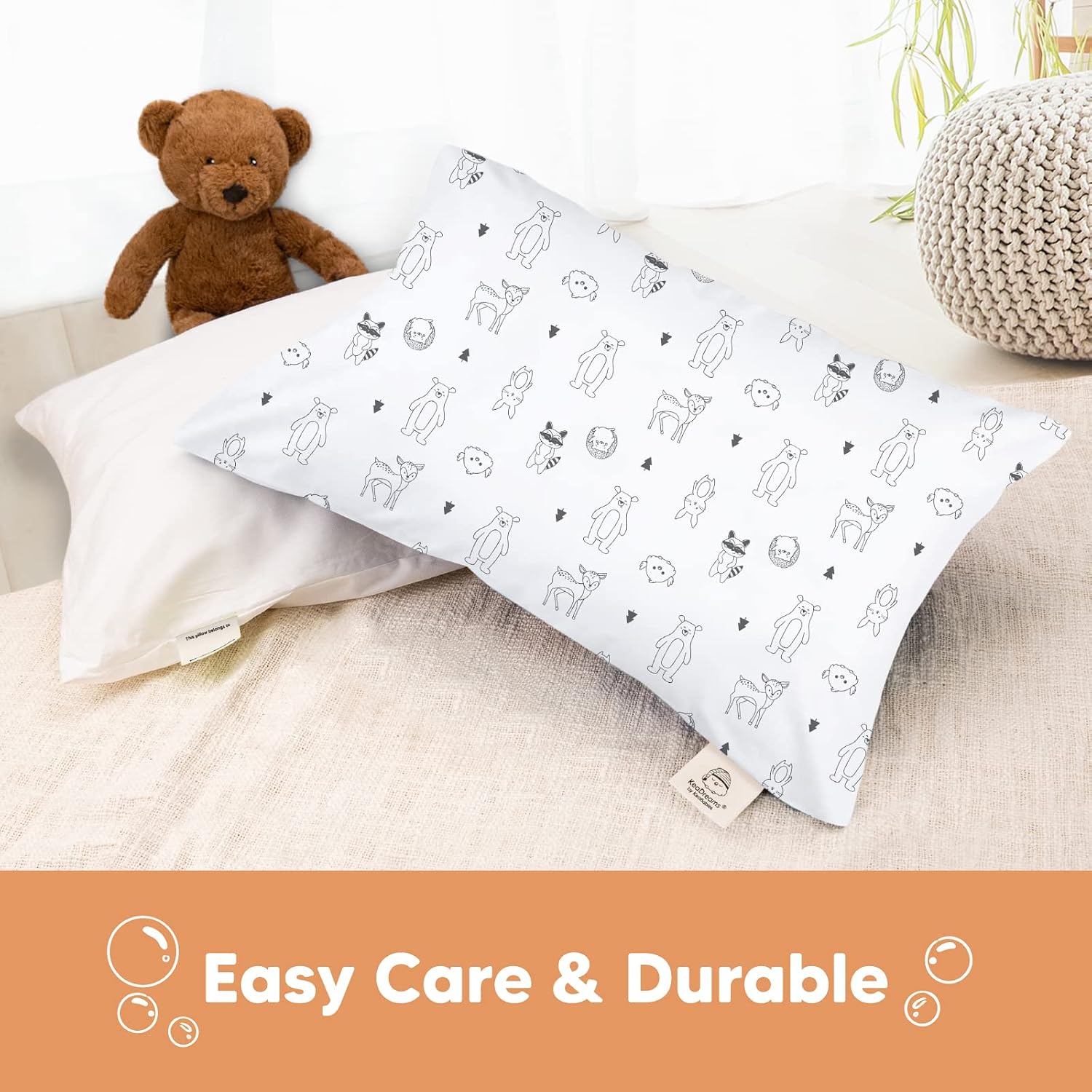 KeaBabies Toddler Pillowcase 13"x18" - Organic Cotton Toddler Pillowcase for Kids, Boys, Girls, Soft & Durable Cotton Cover for Miniature…