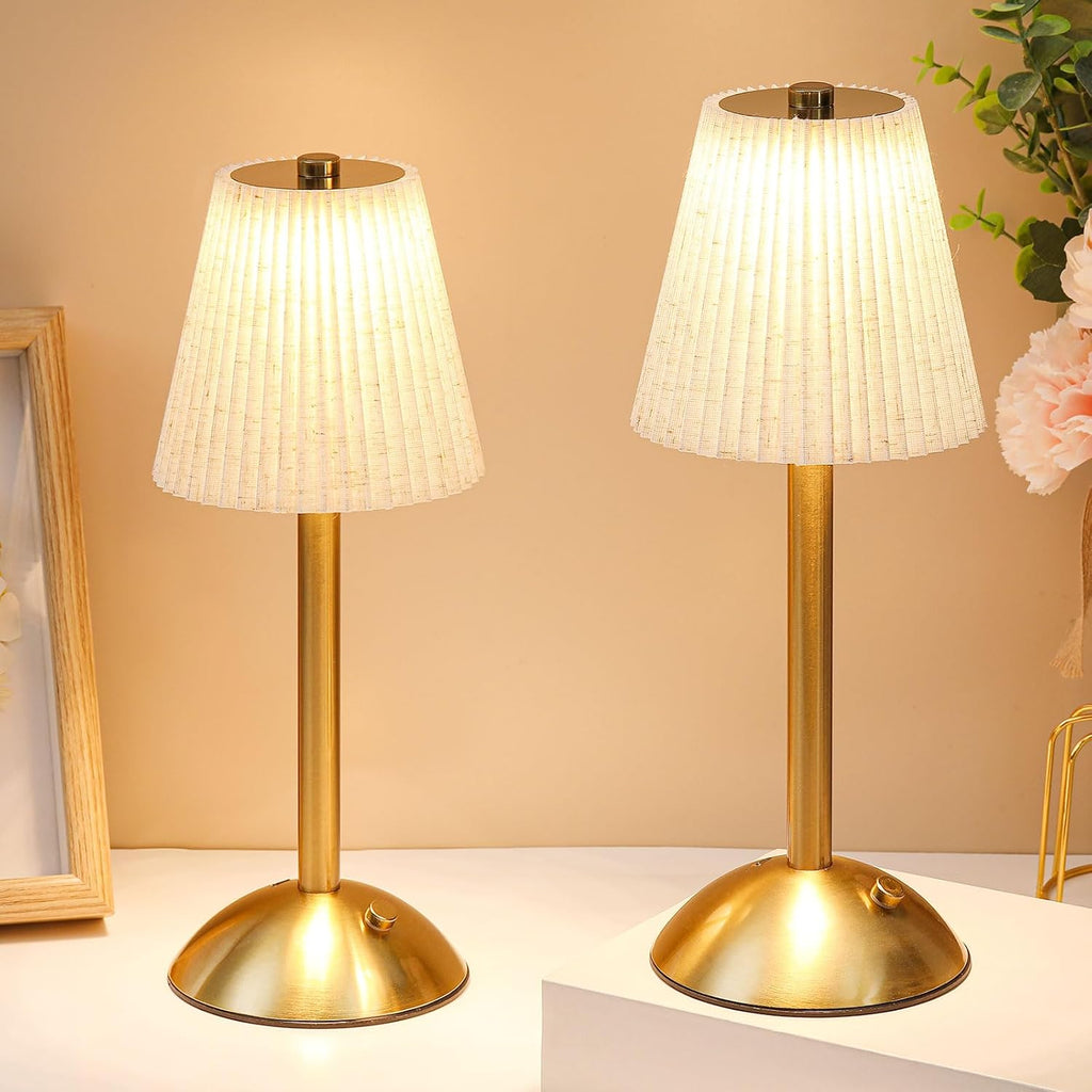 Liliful 2 Pcs Cordless Table Lamp Rechargeable Touch LED Small Gold Portable Battery Operated USB-c Desk Lamp 3 Color Dimmable for…