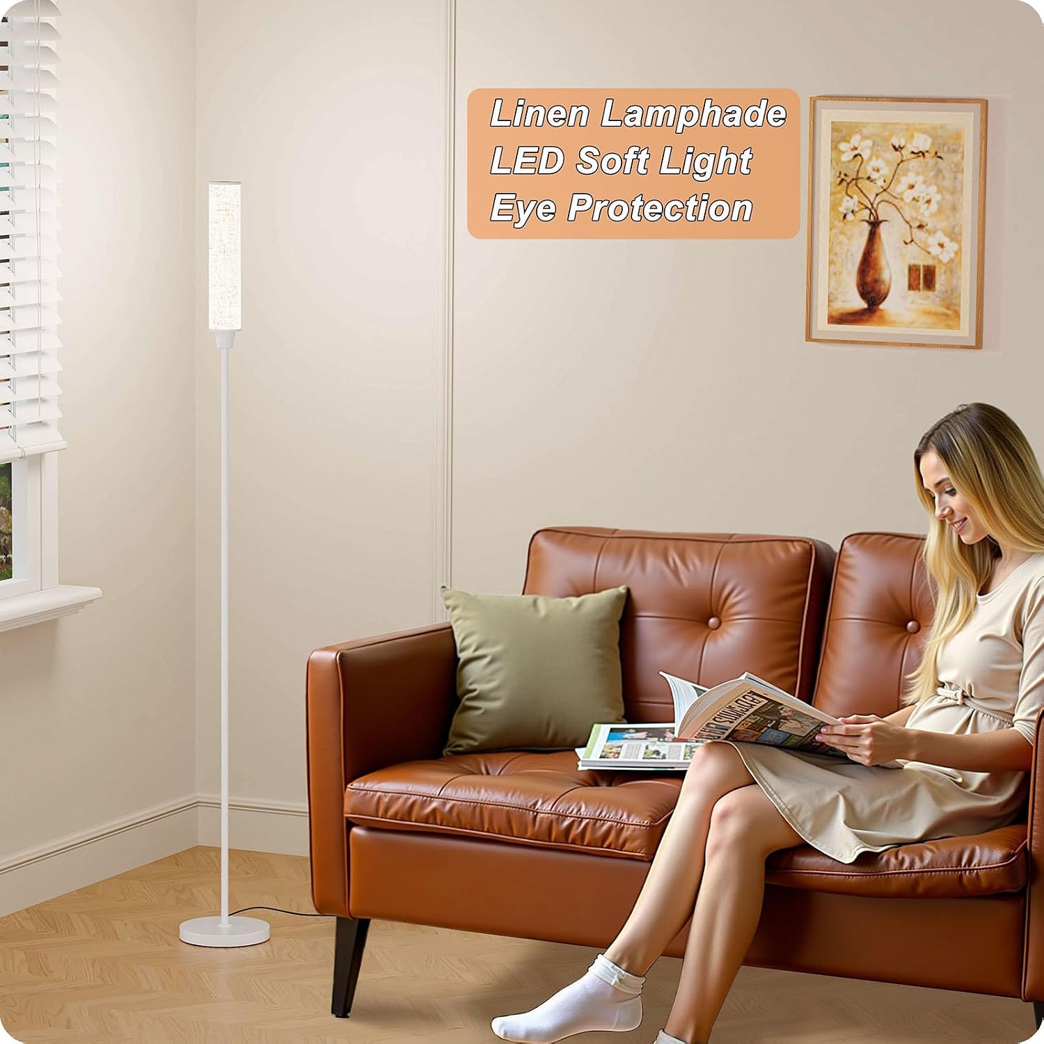 Nukanu Floor Lamp with Remote Control, Floor Lamps for Living Room/Bedroom/Office, Stepless Adjustable 3000K-6000K Colors and 10-100%…
