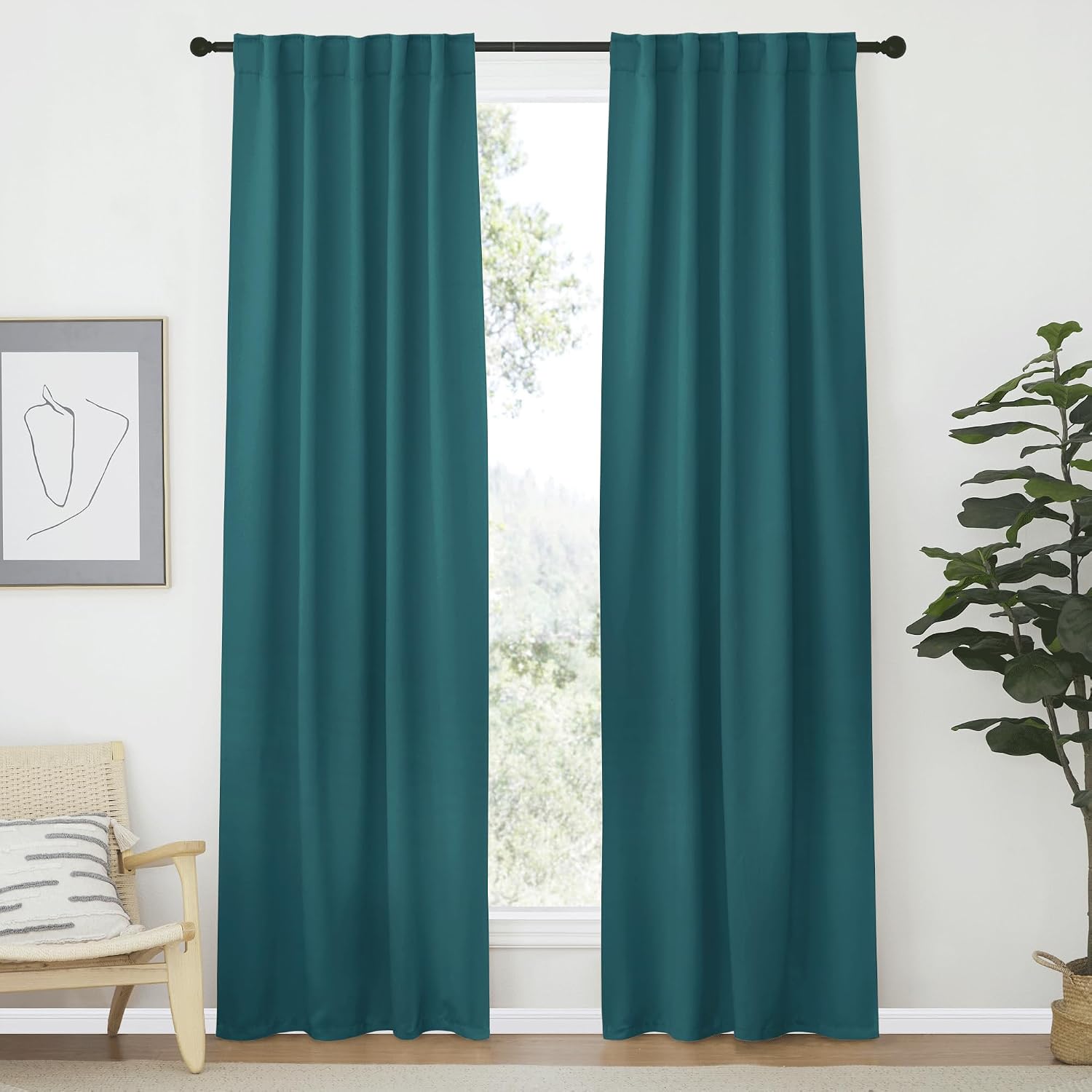 Nicetown Living Room Darkening Curtains - (Sea Teal Color) W42 x L70, Set of 2, Home Decor Room Darkening Thermal Insulated Drapery Panels…