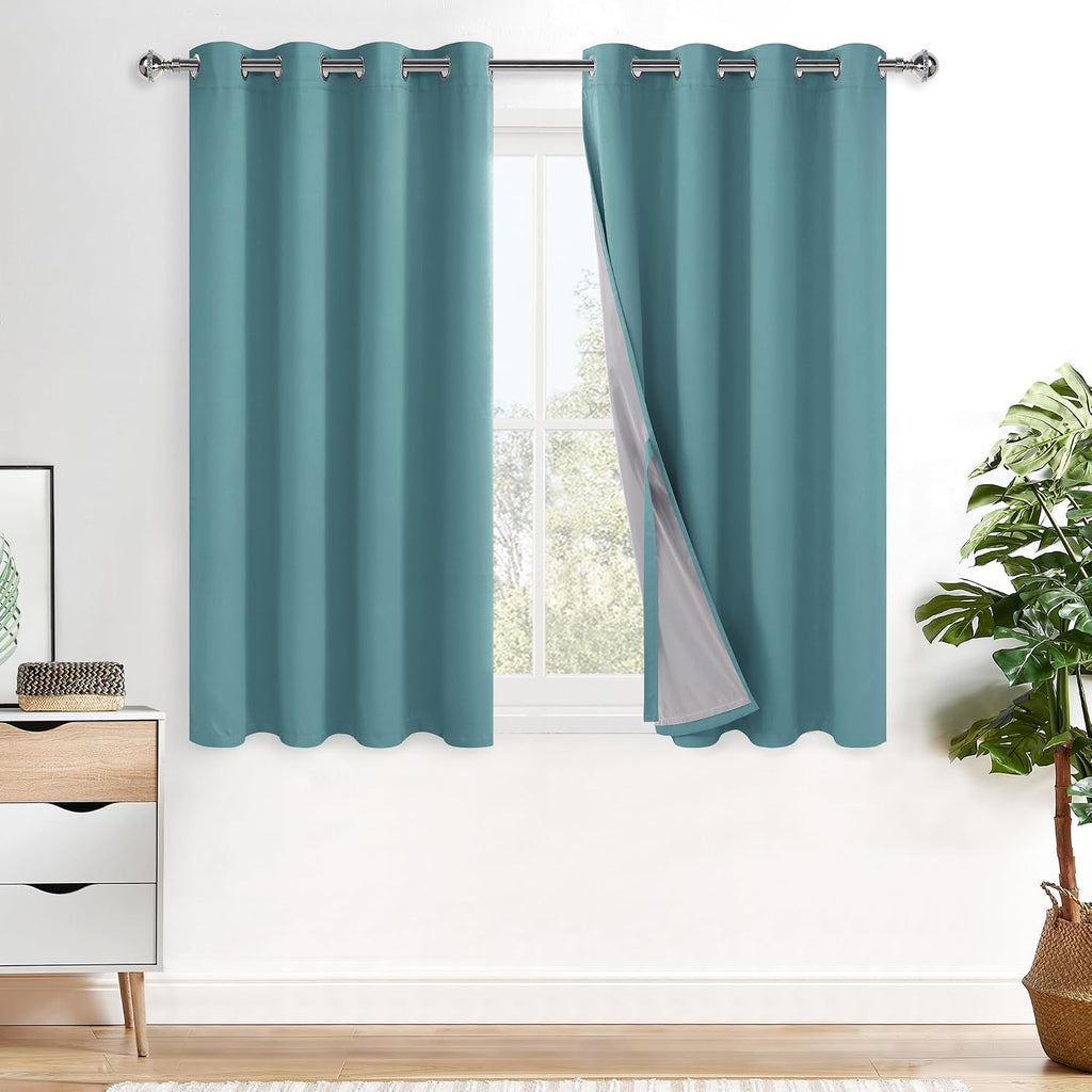Xwzo 100% Blackout Curtains with Tiebacks- Privacy Protection & Noise Blocking Window Draperies Grommet Top with Black Liner for Bedroom/Li…