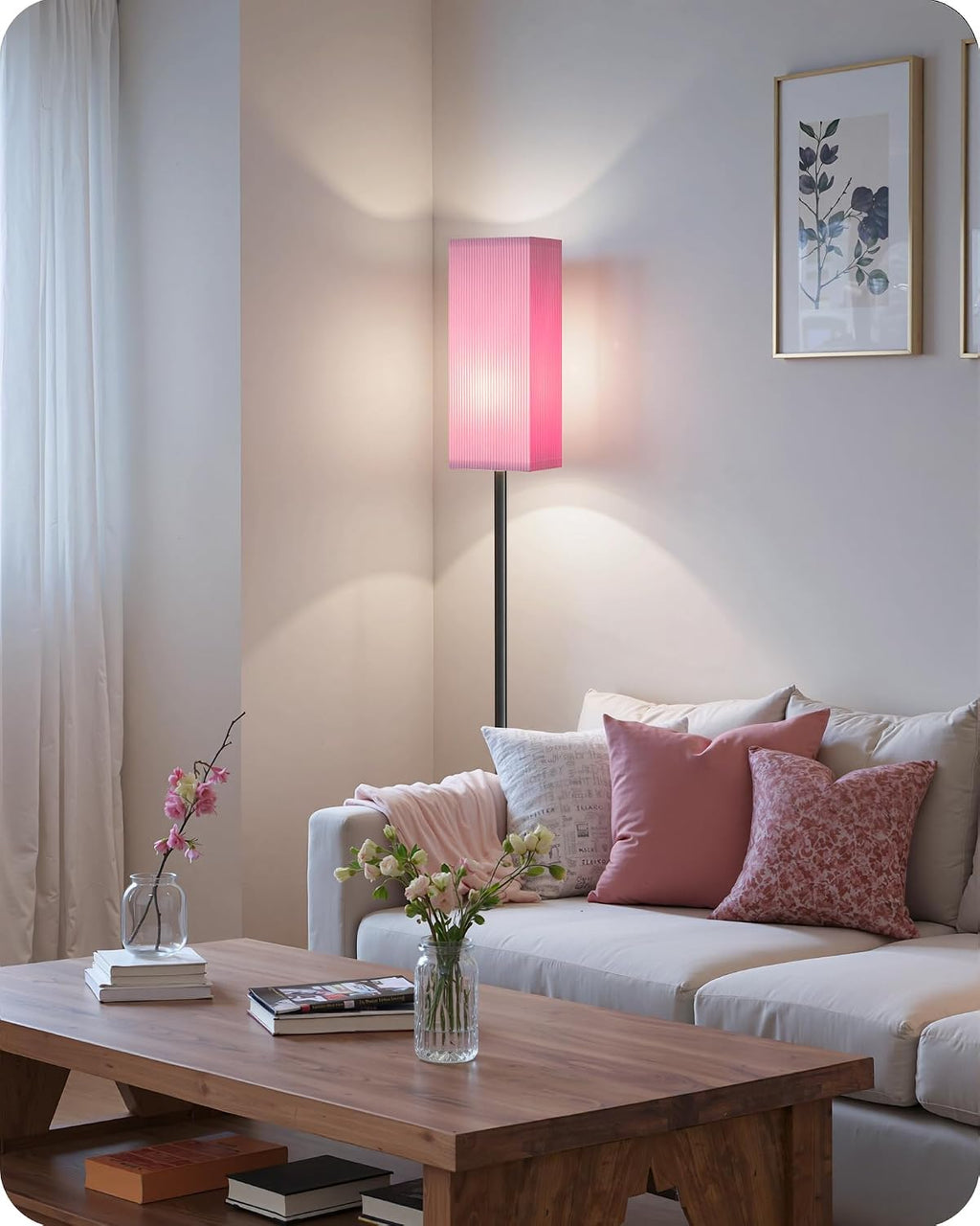 64.2” Dimmable Floor Lamp for Living Room with Remote and Foot Switch, Corner Floor Lamp for Bedroom, Includes 10W A19 Bulb, Modern…