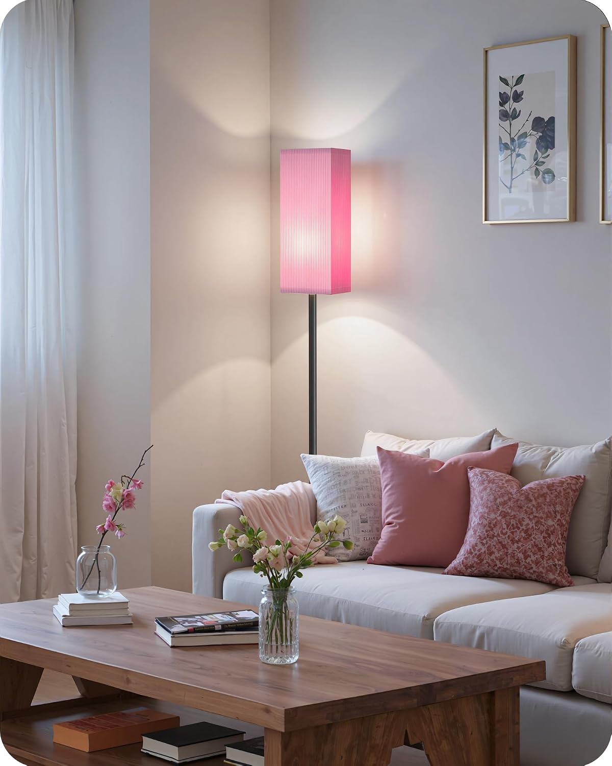 64.2” Dimmable Floor Lamp for Living Room with Remote and Foot Switch, Corner Floor Lamp for Bedroom, Includes 10W A19 Bulb, Modern…