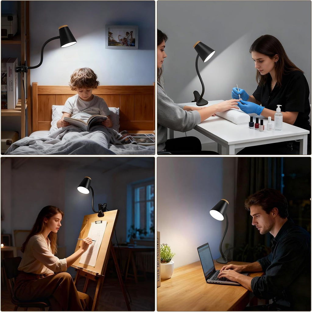 WelcometoEJIAXIN EJIAXIN Clip on Desk Lamp for Home Office - Small LED Touch Dimmable Reading Light for College Dorm Room - Adjustable Flex…