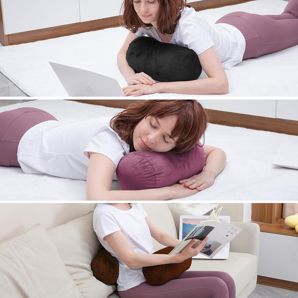 1 MIDDLE ONE Bolster Pillow with Removable Velvet Cover, Round Cylinder Neck Roll Pillow for Head, Back, Leg Support, Decorative Bed and…