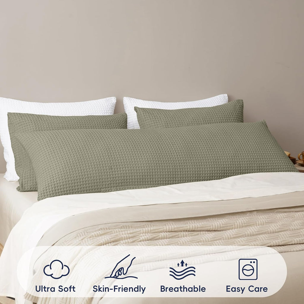 Phf Ultra Soft Waffle Weave Body Pillowcase with Zipper, No Insert, 1Pack 20" x 54" Pillow Sham, Breathable & Skin-Friendly Body Pillow cas…