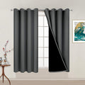Yakamok Dark Grey 100% Blackout Curtains 54 Inch Length, Heat and Full Light Blocking Drapes for Bedroom, Thermal Insulated Total Blackout…