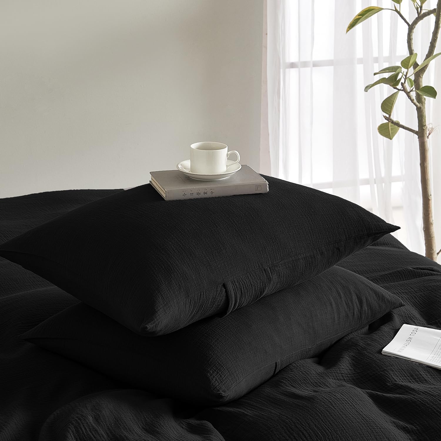 DefineCozyHealthyLife SE SOFTEXLY Muslin Pillowcases Standard Size 100% Cotton, 2 Pack Linen Like Pillow Shams with Envelope Closure, Ultra…