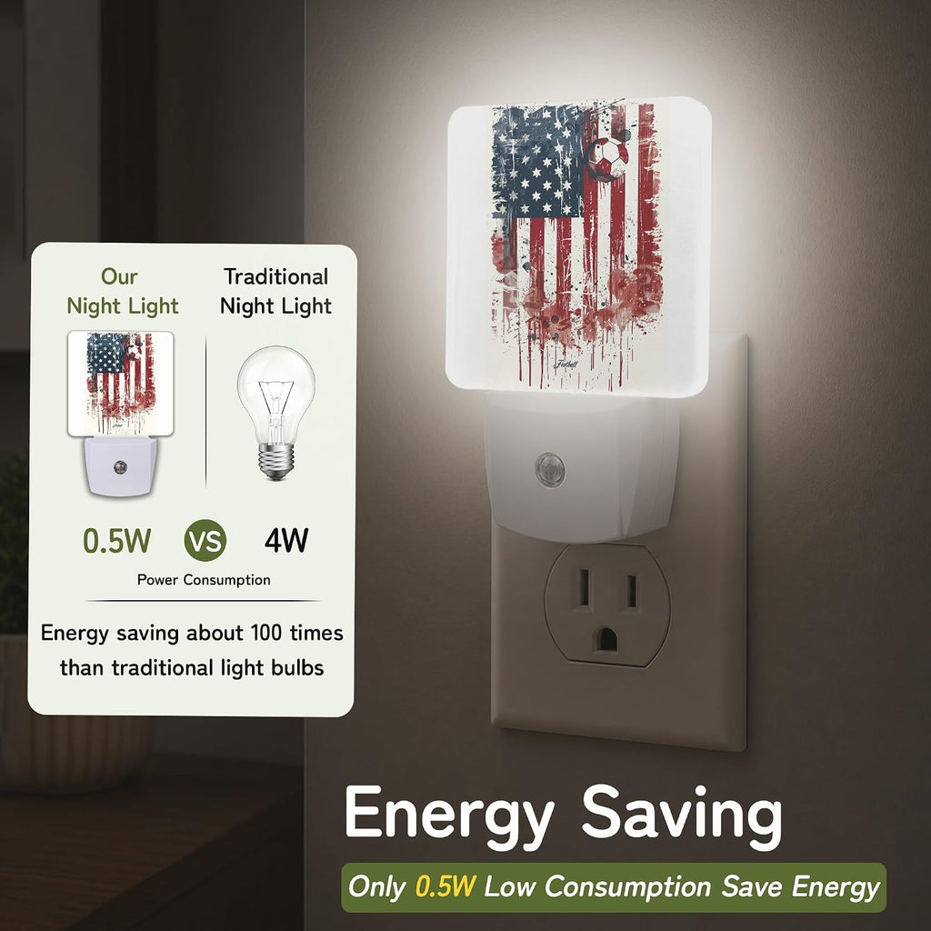 Night Light, Soccer American Flag Night Lights Plug into Wall for Bedroom Bathroom Hallway Kitchen, Dusk to Dawn Sensor Decorative Gift…