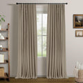 INOVADAY 100% Blackout Curtains for Bedroom, Black Out Curtains 84 Inch Long, Clip Rings Linen Blackout Drapes, Thermal Insulated Room…