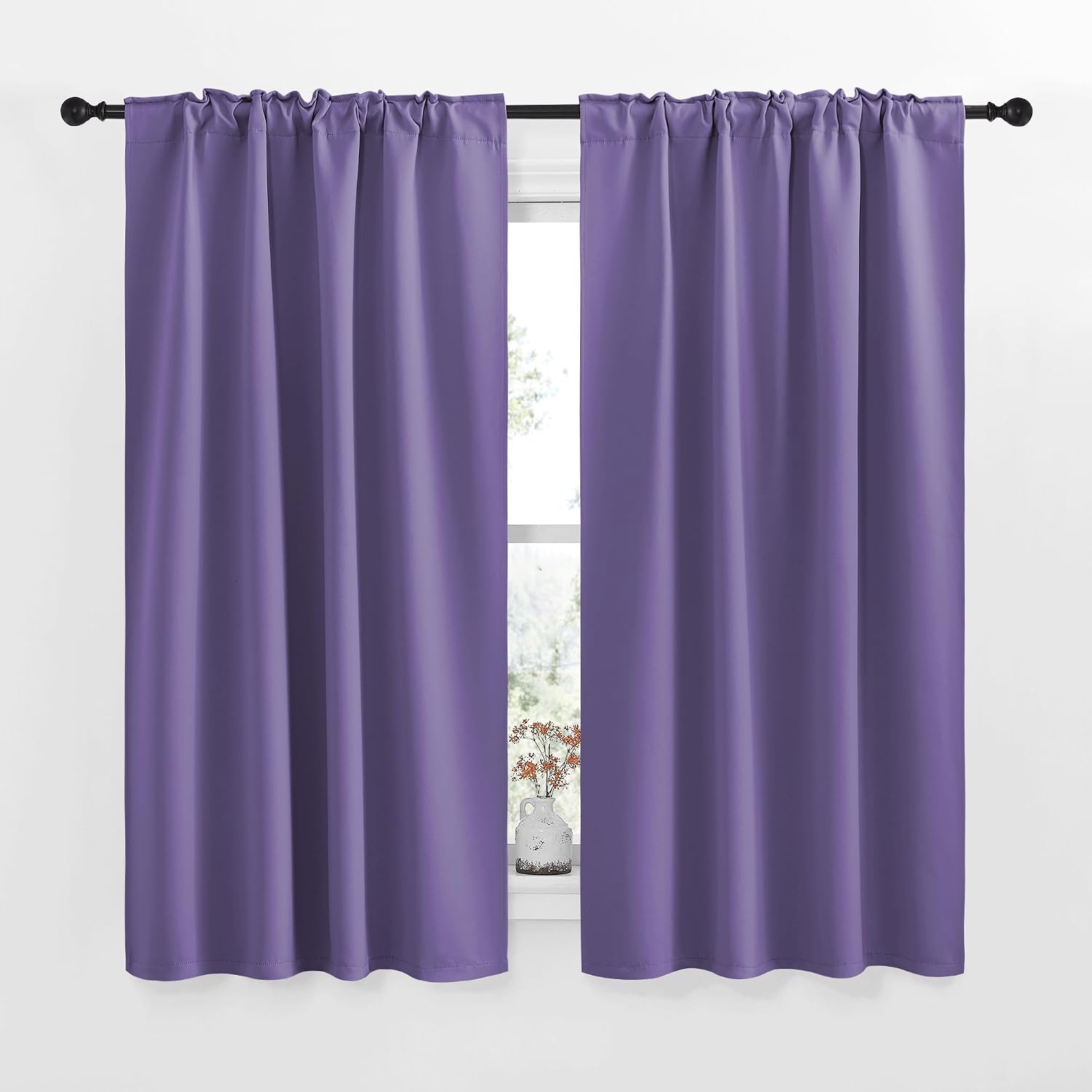 NICETOWN Blackout Curtain Panels for Kitchen - (Lilac Color) 34x63 Inch, 2 Panels Set, Thermal Insulated Room Darkening Blackout…