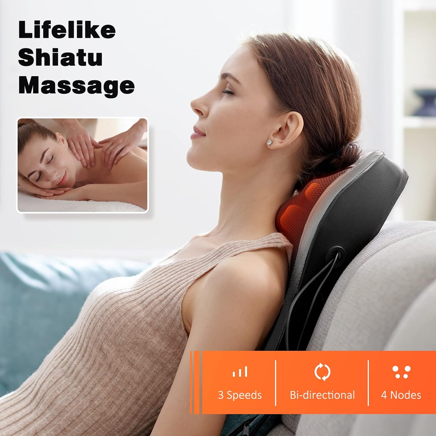 Boriwat Back Massager with Heat, 3D Kneading Massage Pillow for Back, Neck, Shoulder, Leg Deep Tissue, Gifts for Women Men Mom Dad(Dark Gra…