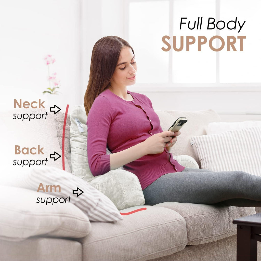 Nestl Reading Pillow with Shredded Memory Foam, Designed for Sitting Up in Bed and Couch, Back and Arms Adjustable Support for Adult &…