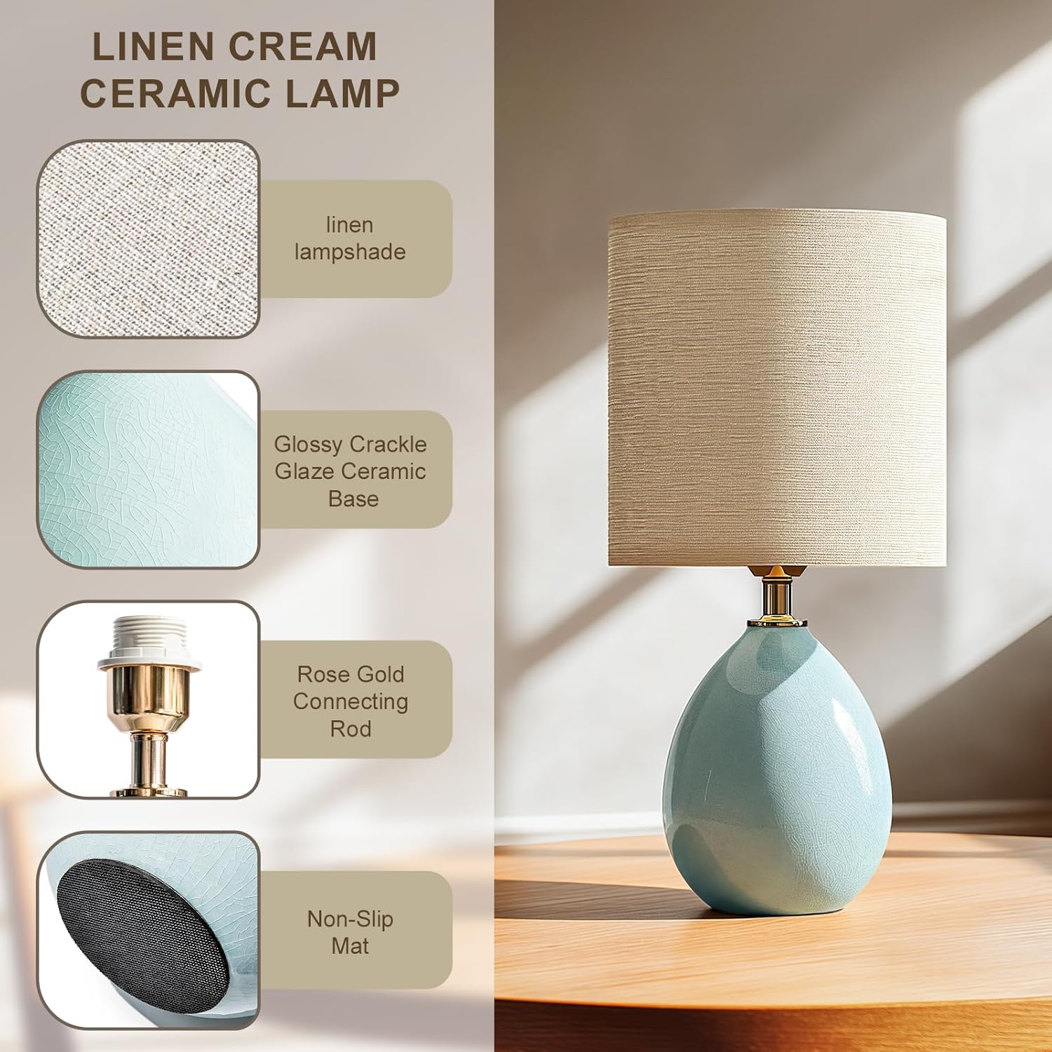Dawnwake 18.5" Table Lamp Set of 2 for Living Room Bedroom, Bedside Lamps for Night Stands, Desk Nightstand Lamp Dimmable, Modern Linen…