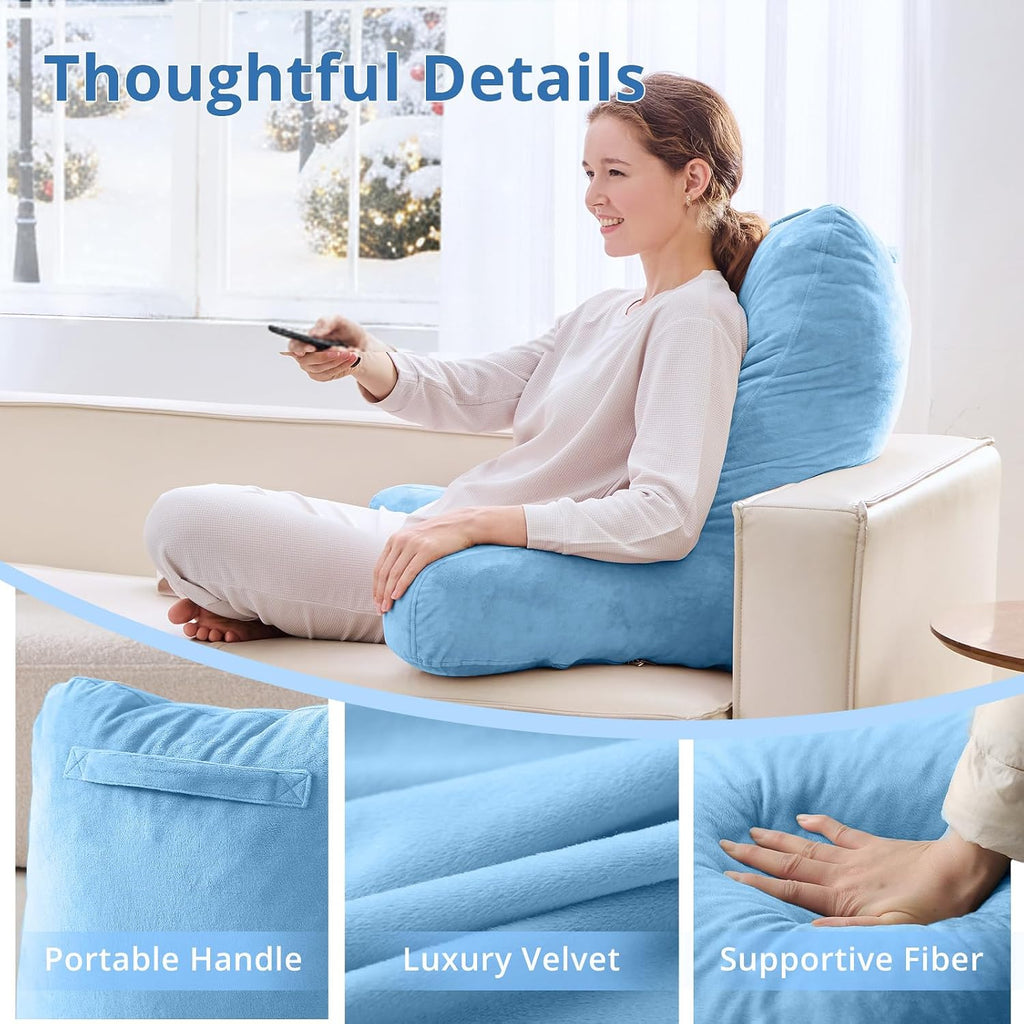 Sasttie 25-inch Reading Pillows for Sitting in Bed Adult, Jumbo Velvet Back Pillow Bed Sitting Up, XL High Back-Rest Support Cushion for…