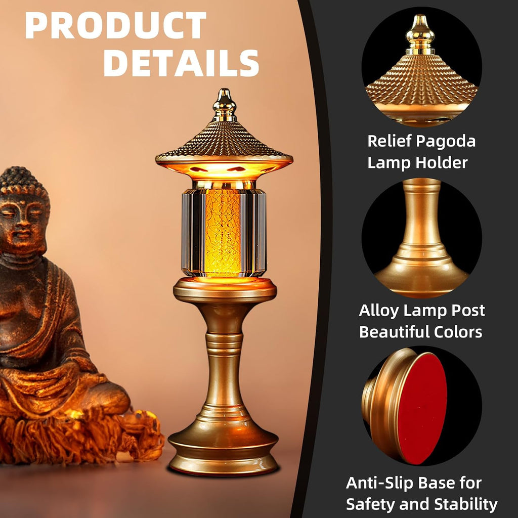 1 Pair-7 Color LED Lotus Flower Lamp - Crystal Palace Lotus Buddhist Lamp Lights, Buddha Lamp Light with Adjustable Switch for Buddhist…