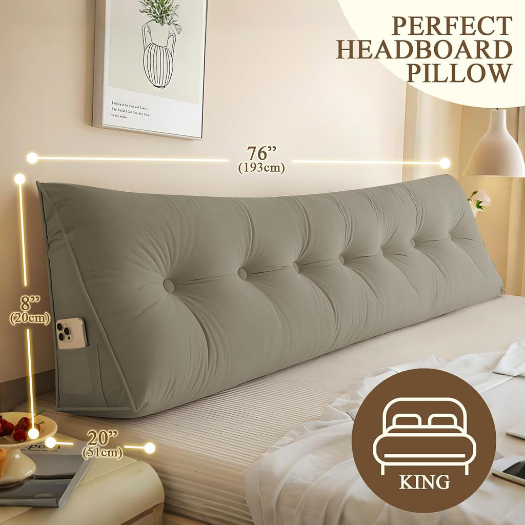 DANGHOOGY Headboard Pillow King, Large Triangular Wedge Headboard Pillow for Reading and Resting, Backrest Positioning Support Pillow…