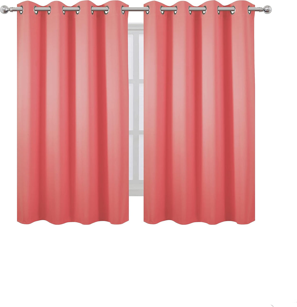 Lemomo Coral Blackout Curtains 52 x 54 Inch Length/Set of 2 Curtain Panels/Thermal Insulated Room Darkening Blackout Curtains for Bedroom 5…