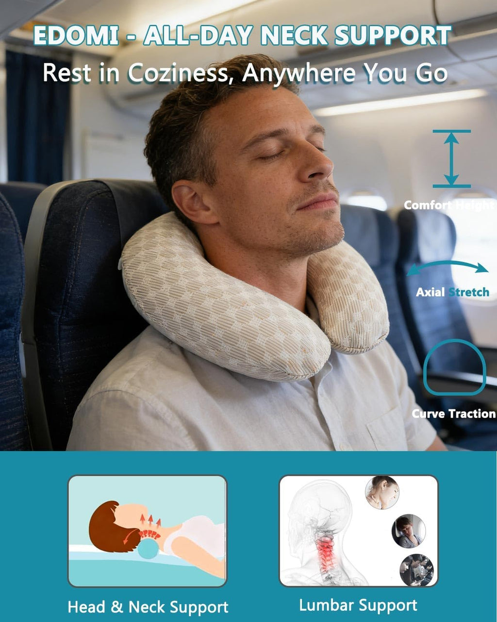 Buckwheat Neck Pillow with Dual-Layer Pillowcase, 12''x12'' Adjustable Firm U Shaped Pillows, Breathable for Cool Sleep, Neck Support…