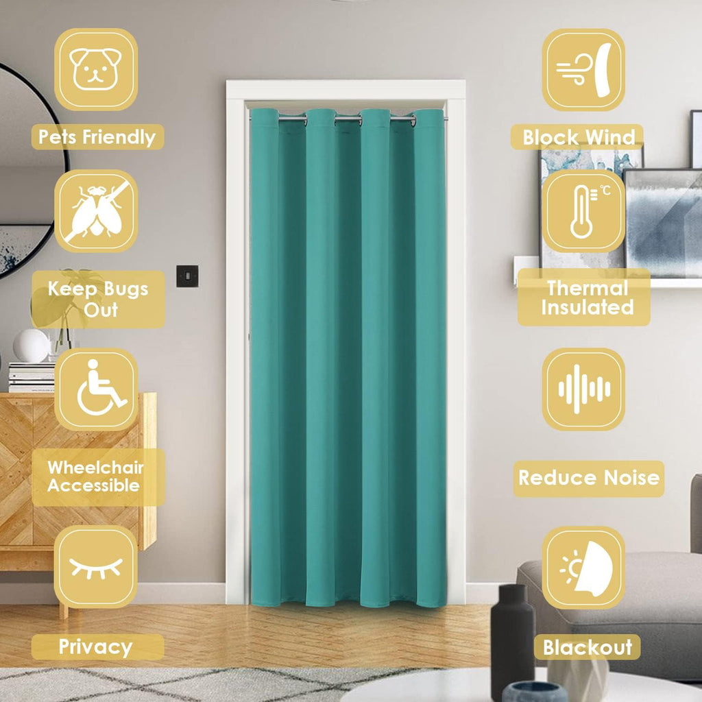 ChrisDowa Blackout Door Curtains for Doorway Privacy, Grommet Closet Curtains for Bedroom Closet Door, Thermal Insulated Temporary Doorway…