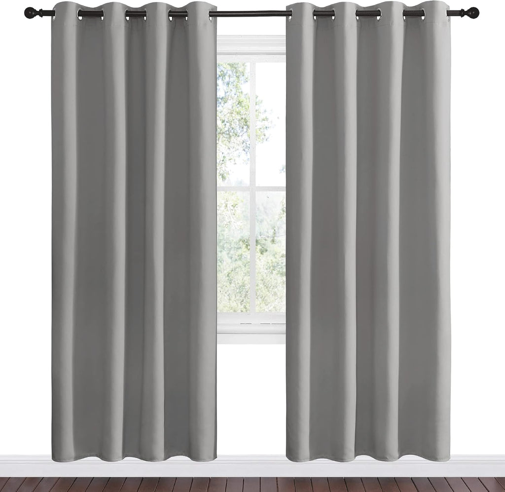 Nicetown Silver Grey Room Darkening Curtain Panels 78" Long for RV, Play Room, Studio, Heat Block Out and Keep Warm Drapes Window Treatment…