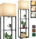 RUNTOP Plus Floor Lamp with Shelves, Shelf Lamp with 15W LED Bulb, 3 Colors, Memory Function, Wide Display Shelf for Collectibles Storge…